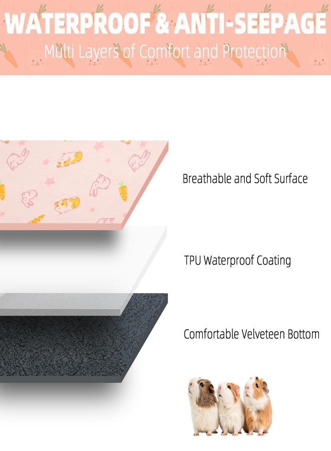 Homimp 2 Pack Guinea Pig Cage Liners,Washable Small Animal Bedding,Waterproof Reusable & Anti Slip Guinea Pig Pee Pad Fast and Super Absorbent Mat for Small Animal Rabbit Bunny Hamster,Pink 24"x47" - Image 2